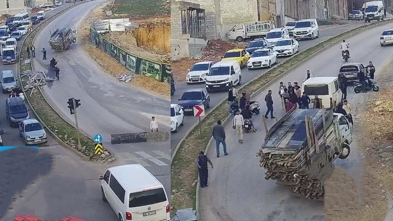 Gaziantep'te Aşırı Yük Nedeniyle önü Kalkan Kamyon Trafiği Tehlikeye Soktu